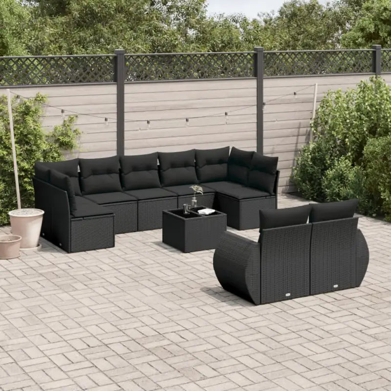 Loungeset in beige materiaal met waterdichte tas en gepoedercoat staal - Zwart / Met tafel - Tuinsets