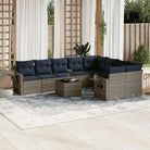 Loungeset in bruin materiaal met gepoedercoat staal en afmetingen - Grijs / Met tafel - Tuinsets