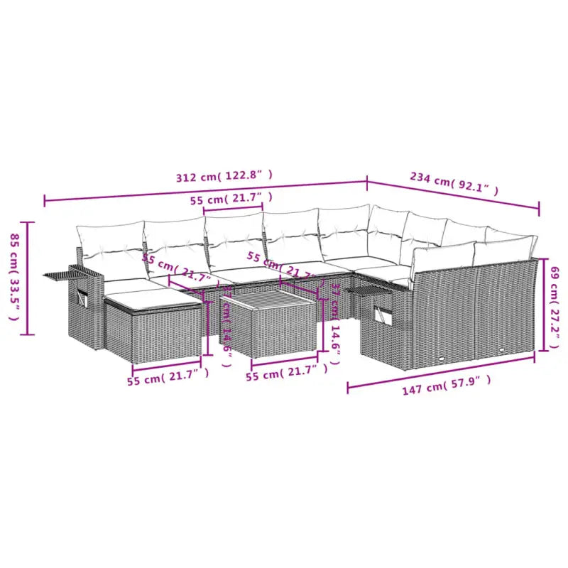 Loungeset in gemengd beige materiaal voor buitenplezier - Tuinsets