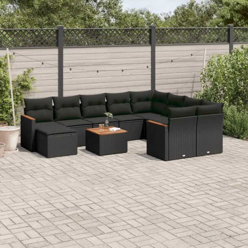 Loungeset in gemengd beige materiaal voor buitenplezier - Zwart - Tuinsets