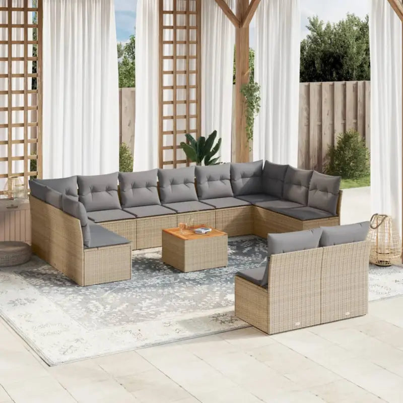 Loungeset in gemengd beige met waterdichte tas voor tuin en terras - beige mix en lichtgrijs - Tuinsets