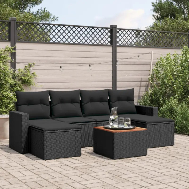 Loungeset in gemengd beige voor buiten genieten - Zwart - Tuinsets