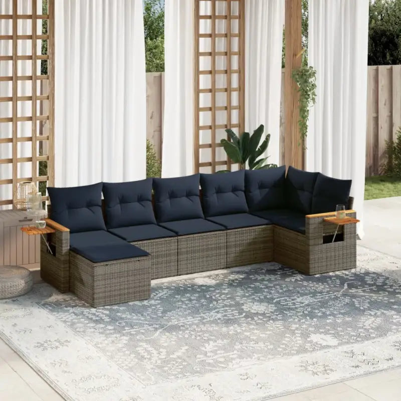 Loungeset in grijs materiaal met gepoedercoat staal afmetingen - Grijs / Zonder tafel - Tuinsets