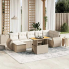 Loungeset in grijs materiaal met gepoedercoat staal afmetingen - beige en crèmekleurig / 3x midden + 3x hoek + Tafel