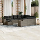 Loungeset in grijs materiaal met gepoedercoat staal en afmetingen - Tuinsets
