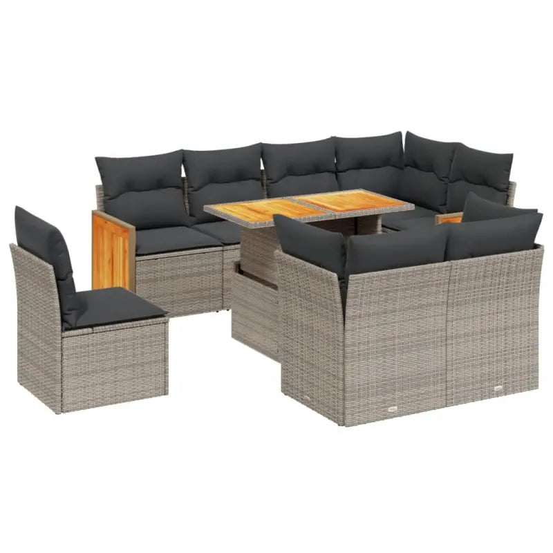 Loungeset in grijs materiaal met gepoedercoat staal en comfortabele afmetingen - Tuinsets