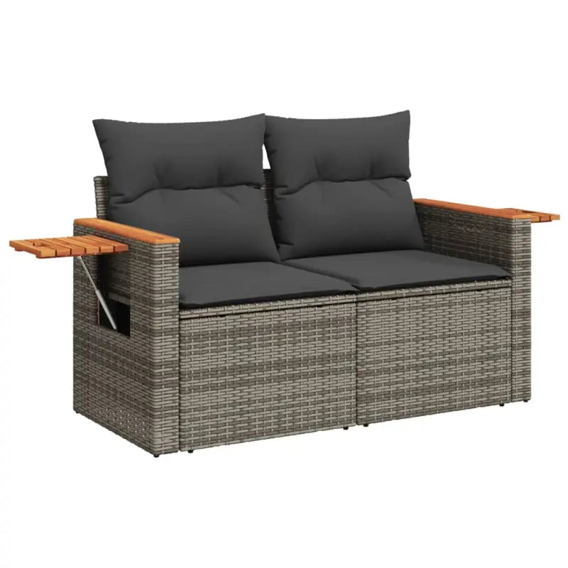 Loungeset in grijs materiaal met gepoedercoat staal en comfortabele afmetingen - Tuinsets