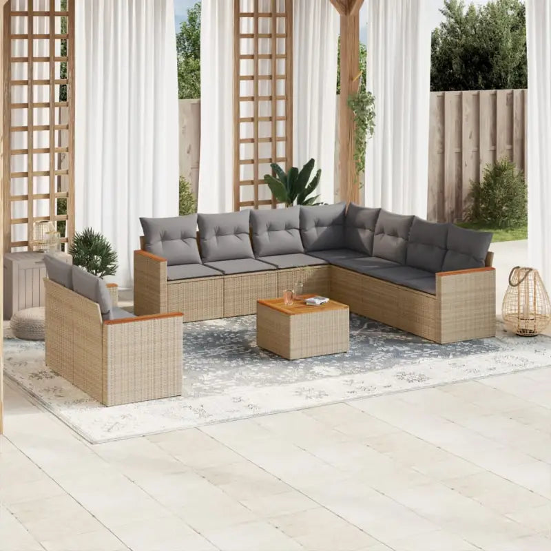 Loungeset in grijs materiaal met waterdichte tas en gepoedercoat staal - Beige en grijs / Met tafel - Tuinsets