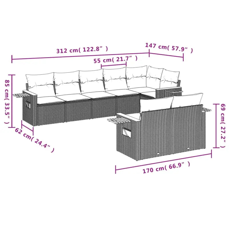 Loungeset in Grijs Materiaal met Waterdichte Tas en Gepoedercoat Staal - Grijs en blauw / Zonder tafel - Tuinsets