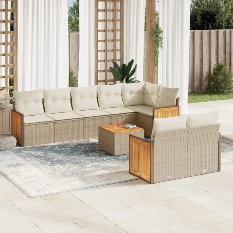 Loungeset in zwart materiaal met gepoedercoat staal afmetingen - beige en crèmekleurig / Met tafel - Tuinsets