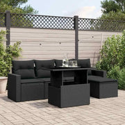 Loungeset in zwart materiaal met gepoedercoat staal en perfecte afmetingen - Tuinsets