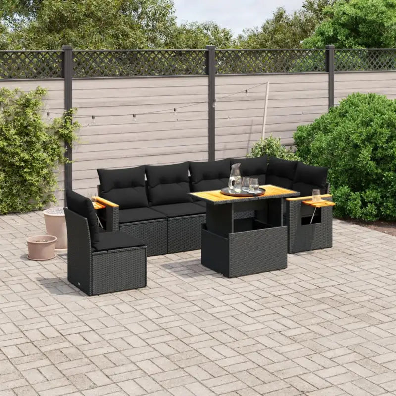Loungeset in zwart materiaal met gepoedercoat staal voor buiten ontspanning - Zwart - Tuinsets