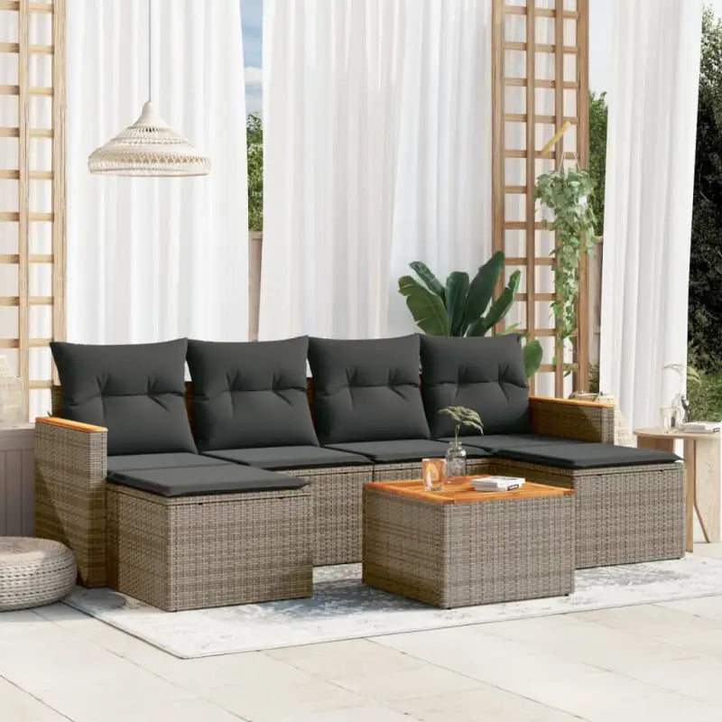 Loungeset met beige materiaal en gepoedercoat staal afmetingen - Grijs / Met tafel - Tuinsets