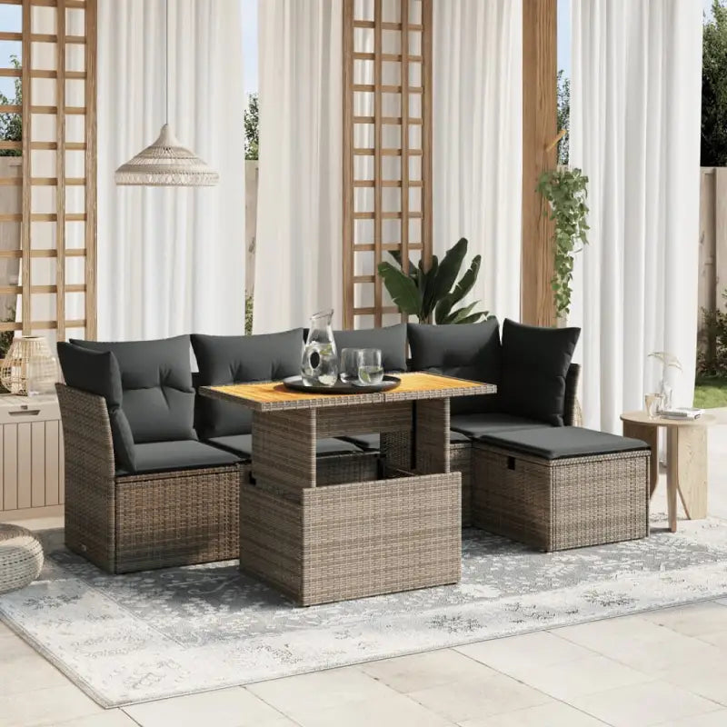 Loungeset met beige materiaal en gepoedercoat staal afmetingen - Grijs / zonder opbergruimte - Tuinsets