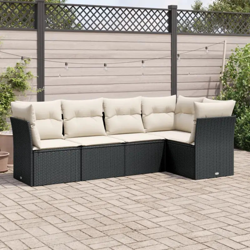 Loungeset met beige materiaal en gepoedercoat staal afmetingen - Zwart en crème / Zonder tafel - Tuinsets