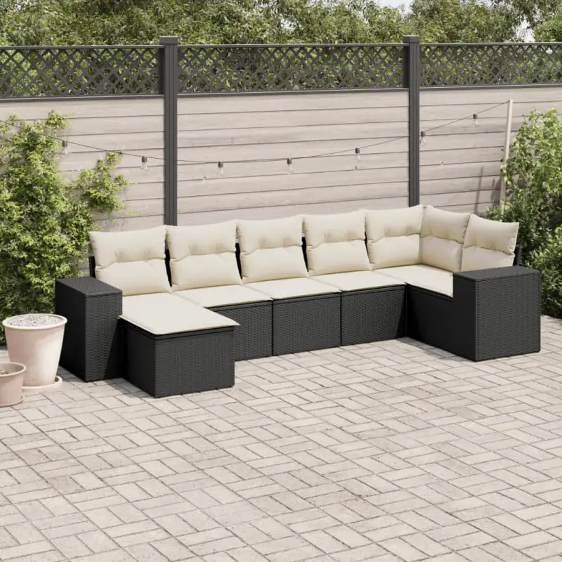Loungeset met beige materiaal en gepoedercoat staal voor buiten - Zwart en crème / Zonder tafel - Tuinsets