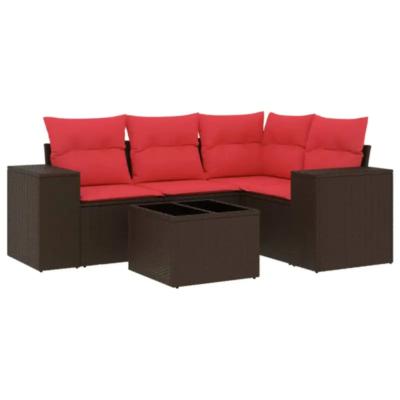 Loungeset met bruin materiaal en gepoedercoat staal voor buitengebruik - Tuinsets