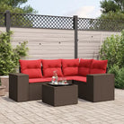 Loungeset met bruin materiaal en gepoedercoat staal voor buitengebruik - Tuinsets