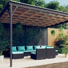 Loungeset met comfortabele diepte zitting en perfecte afmetingen zitkussen - Zwart en waterblauw / 2x hoek + 5x midden