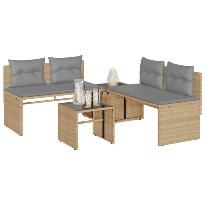 Loungeset met gehard glas en grijs materiaal voor jouw tuin of terras - Beige en grijs - Tuinsets