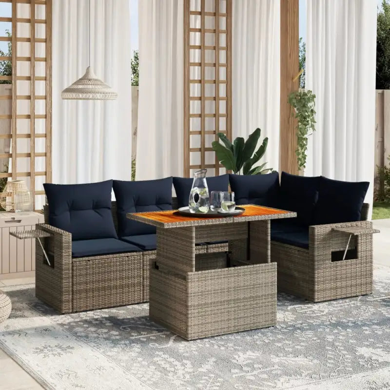 Loungeset met grijs materiaal en gepoedercoat staal afmetingen - Tuinsets