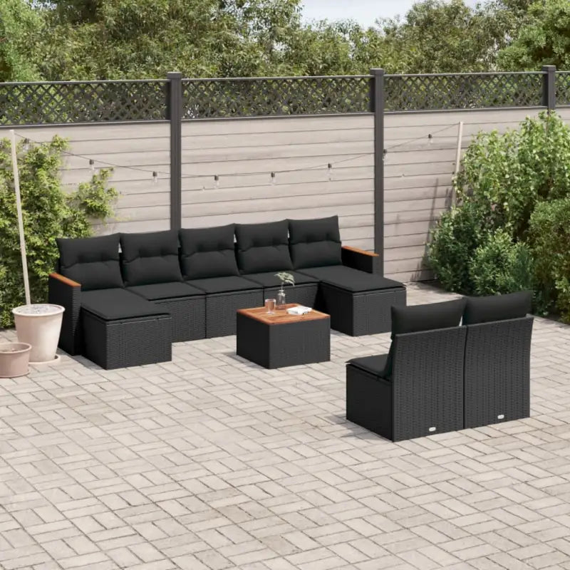 Loungeset met grijs materiaal en gepoedercoat staal voor buiten ontspanning - Zwart / Met tafel - Tuinsets