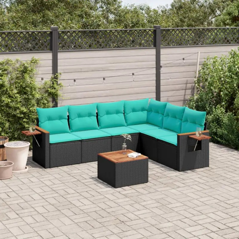 Loungeset met grijs materiaal en gepoedercoat staal voor buiten - Zwart / Met tafel - Tuinsets