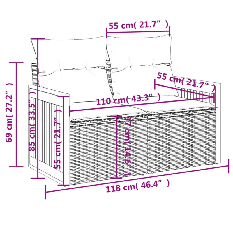 Loungeset met grijs materiaal en gepoedercoat staal voor je tuin of terras - Tuinsets