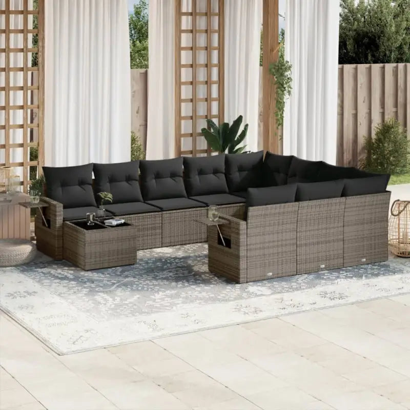 Loungeset met grijs materiaal en gepoedercoat staal voor tuin en terras - Grijs - Tuinsets
