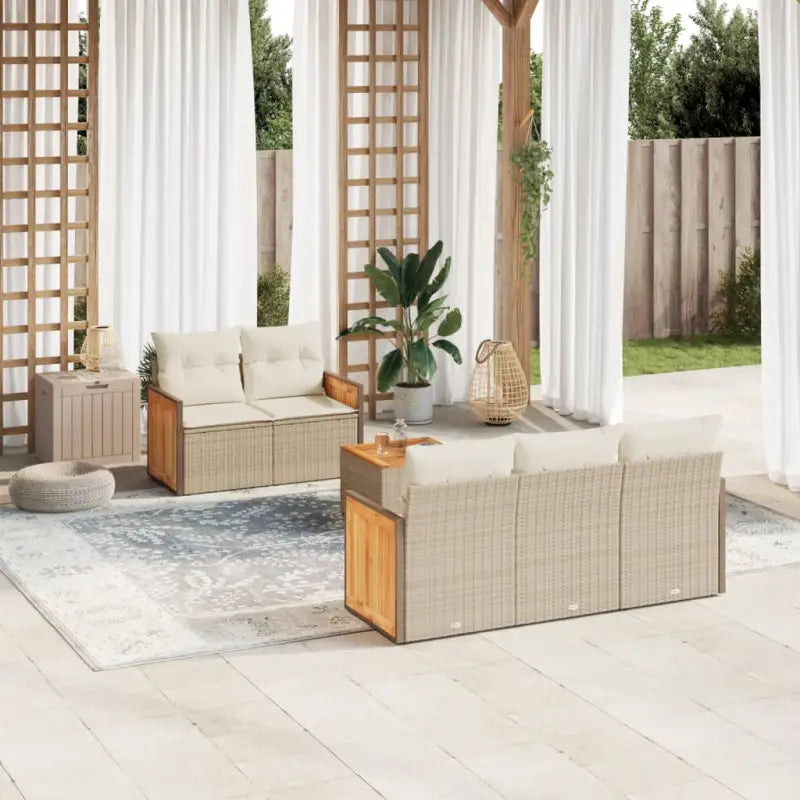 Loungeset met poly rattan en beige materiaal voor buitenplezier - beige en crèmekleurig - Tuinsets