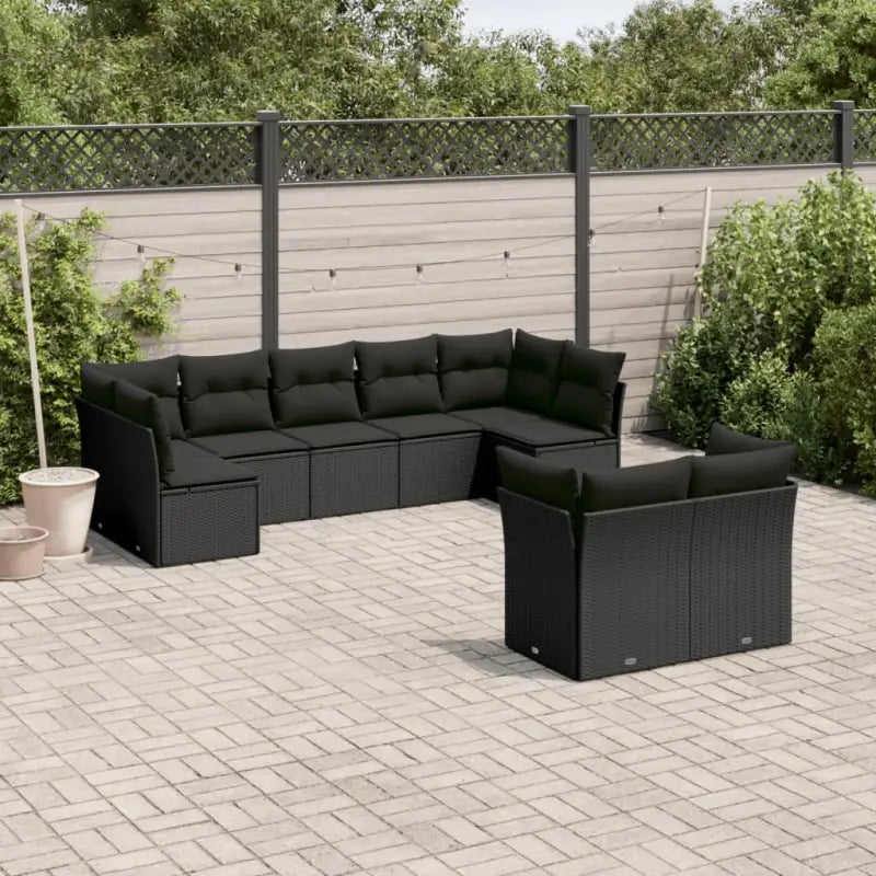 Loungeset met poly rattan en beige materiaal voor tuin of terras - Zwart / Zonder tafel - Tuinsets