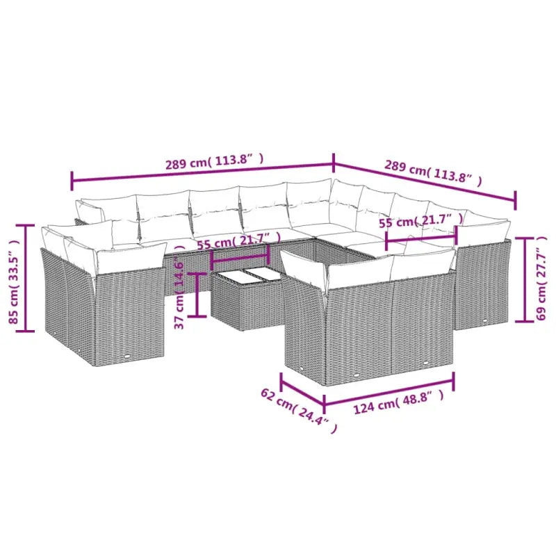 Loungeset met poly rattan en beige materiaal voor tuin of terras - Tuinsets