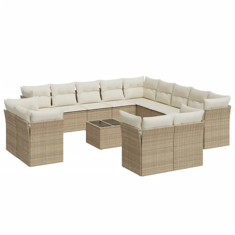 Loungeset met poly rattan en beige materiaal voor tuin of terras - Tuinsets