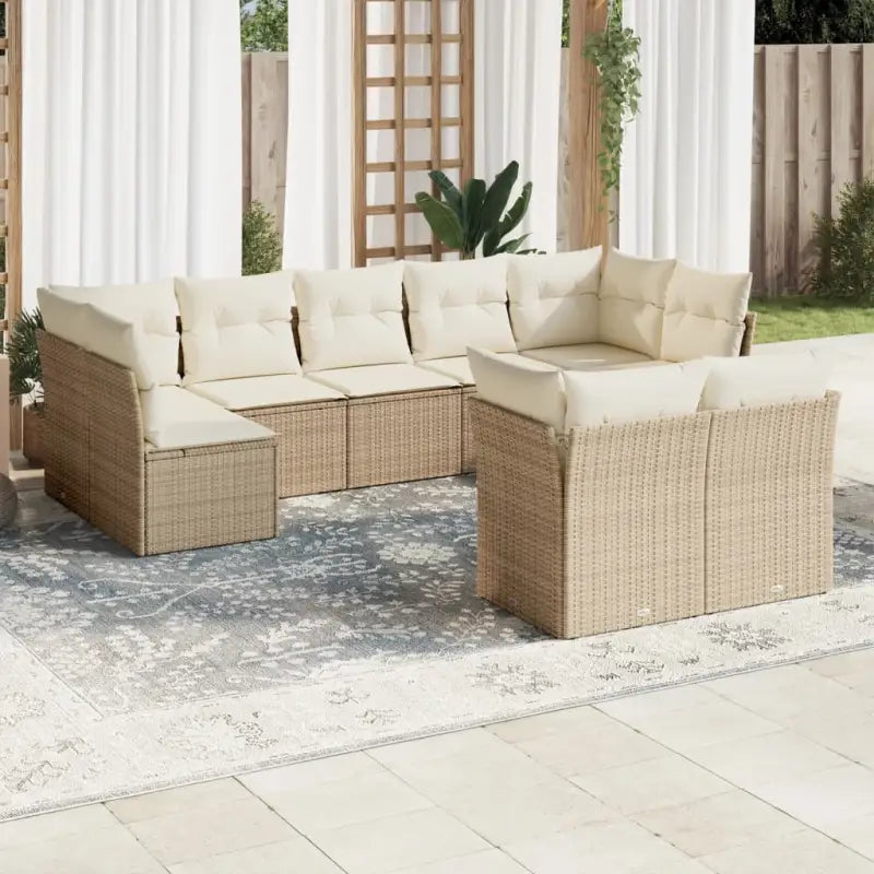 Loungeset met poly rattan en beige materiaal voor tuin of terras - beige en crèmekleurig / Zonder tafel - Tuinsets