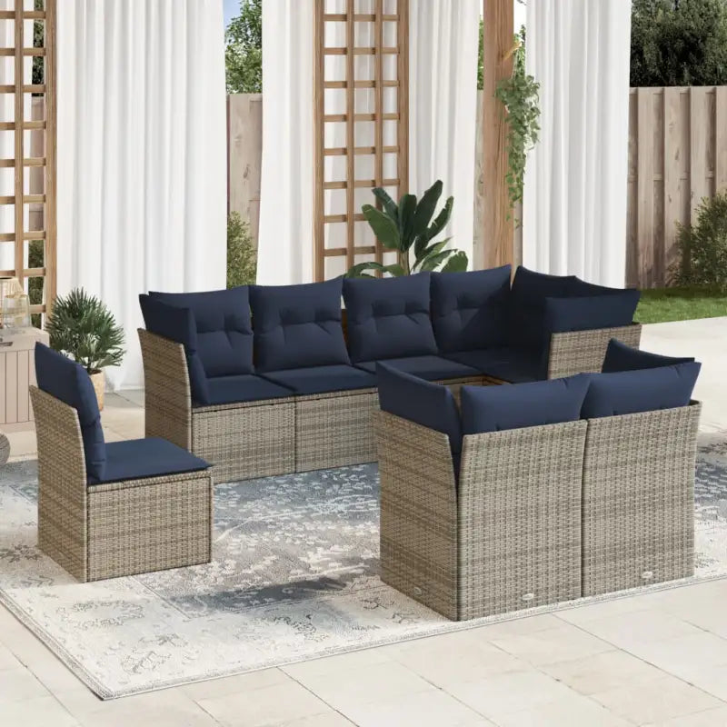 Loungeset met poly rattan en bruin materiaal voor tuin of terras - Beige en grijs / Zonder tafel - Tuinsets