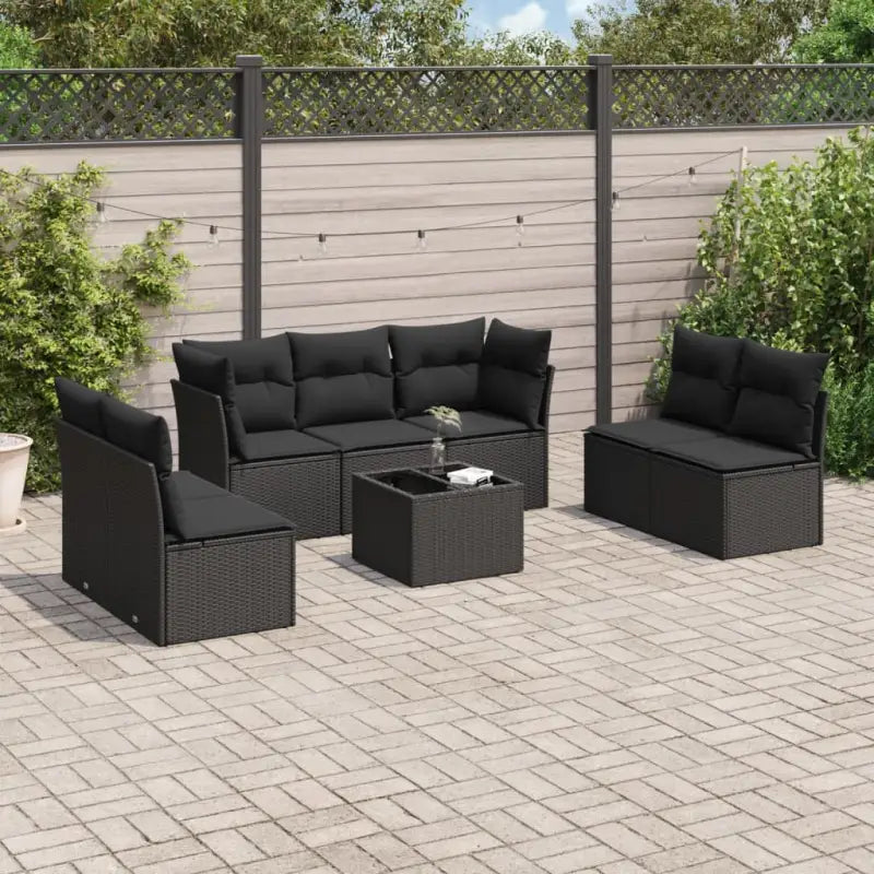 Loungeset met poly rattan en comfortabele zitervaring op maat gemaakte afmetingen - Zwart / Met tafel - Tuinsets
