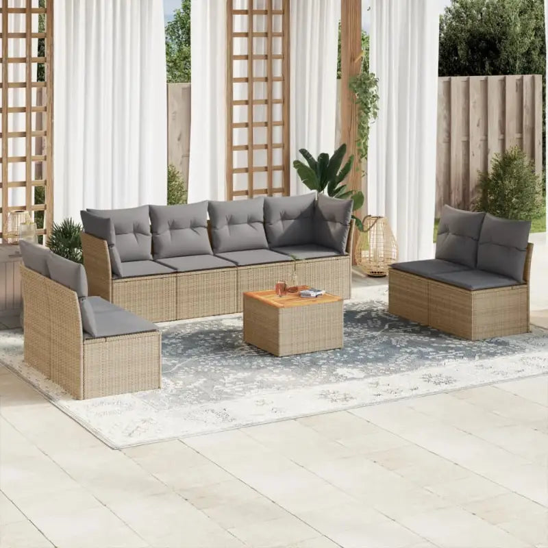 Loungeset met poly rattan en gepoedercoat staal voor jouw tuin - Beige en grijs - Tuinsets