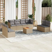Loungeset met poly rattan en gepoedercoat staal voor jouw tuin - Beige en grijs - Tuinsets
