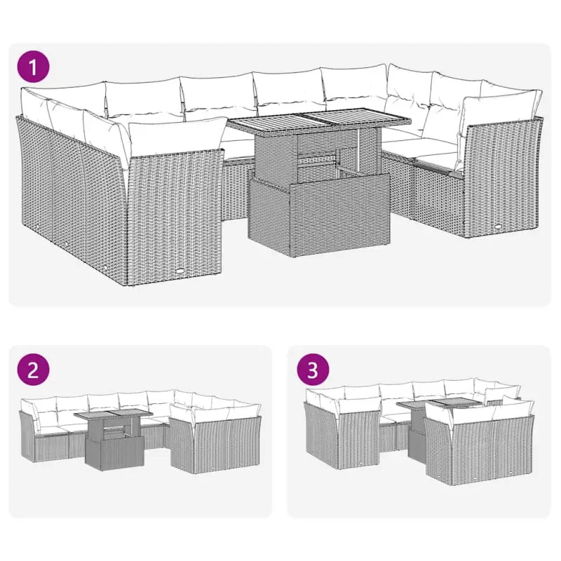 Loungeset met waterdichte zak en grijs materiaal voor buiten - Grijs - Tuinsets