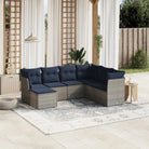Loungeset van bruin materiaal en gepoedercoat staal voor buitenruimte - Grijs / Zonder tafel - Tuinsets