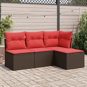 Loungeset van bruin materiaal met gepoedercoat staal en afmetingen - Tuinsets