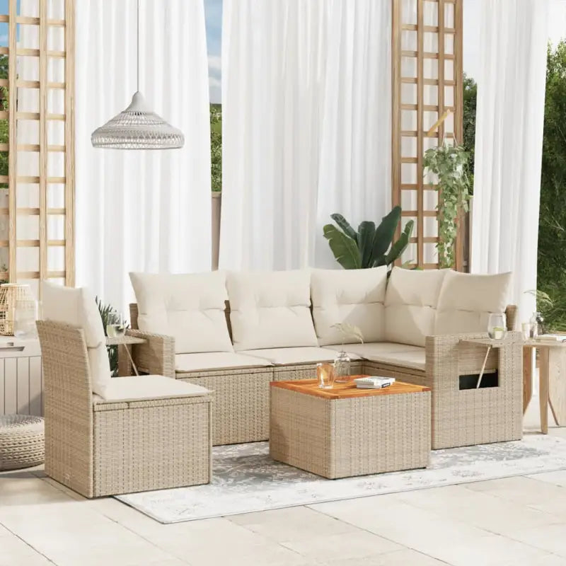 Loungeset van gemengd beige materiaal voor buiten ontspanning - Beige / 2x middle + table + 1x corner - Tuinsets