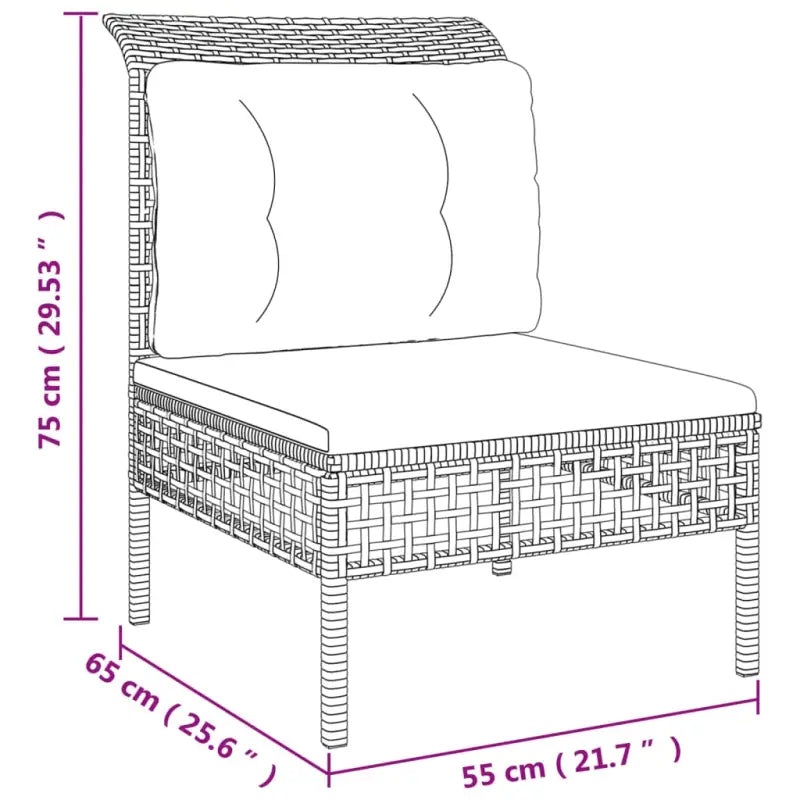 Loungeset van grijs gepoedercoat staal met perfecte afmetingen voor tuin - Tuinsets