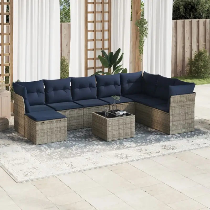 Loungeset van grijs materiaal en gepoedercoat staal voor je tuin - Beige en grijs / Met tafel - Tuinsets