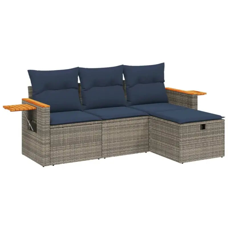 Loungeset van grijs materiaal met gepoedercoat staal en afmetingen - Tuinsets