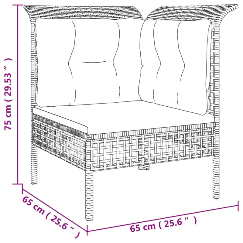 Loungeset van grijs materiaal met gepoedercoat staal en afmetingen - Tuinsets