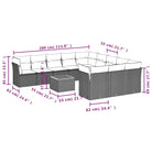 Loungeset van poly rattan en gepoedercoat staal voor tuin of terras - Tuinsets