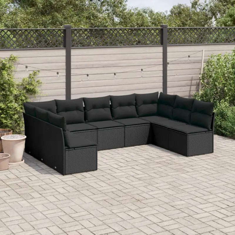 Loungeset van poly rattan met comfortabele zitervaring en gepoedercoat staal - Zwart / Met tafel - Tuinsets