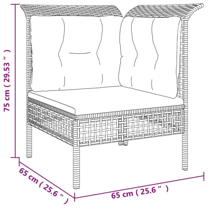 Loungeset van poly rattan met gepoedercoat staal in grijs materiaal - Tuinsets