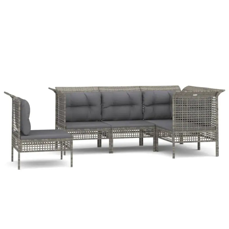 Loungeset van poly rattan met gepoedercoat staal in grijs materiaal - Tuinsets